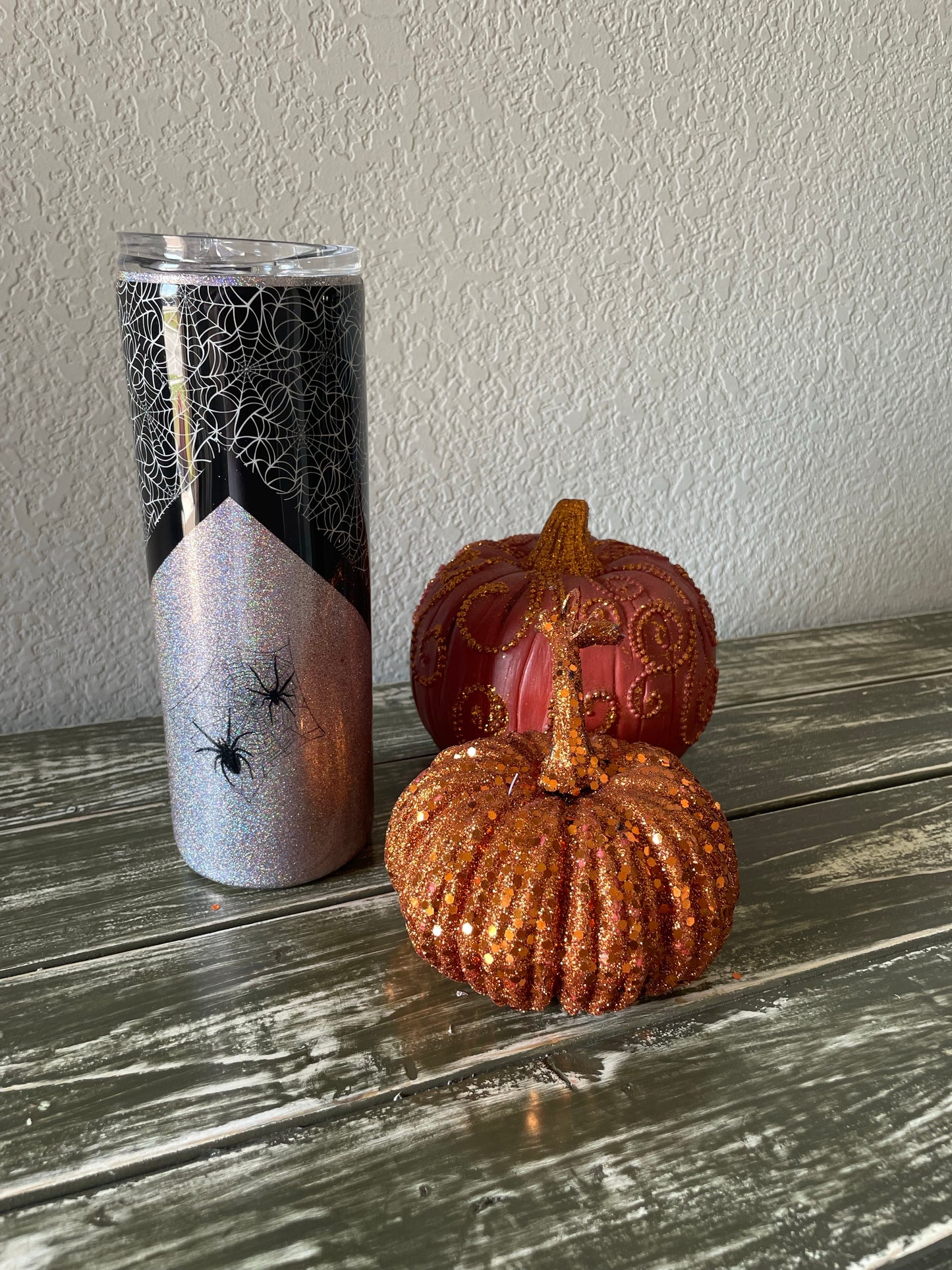 Spider v- split Halloween/fall Tumbler