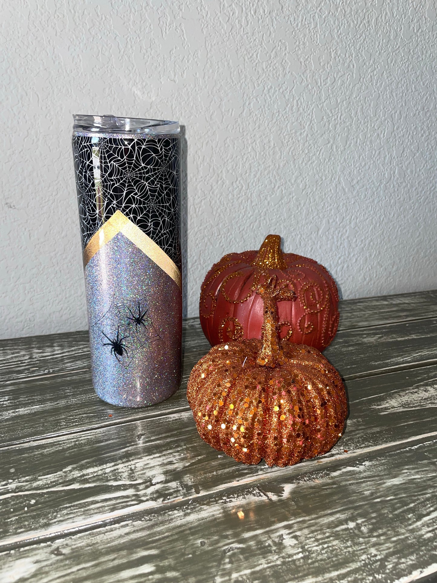 Spider v- split Halloween/fall Tumbler