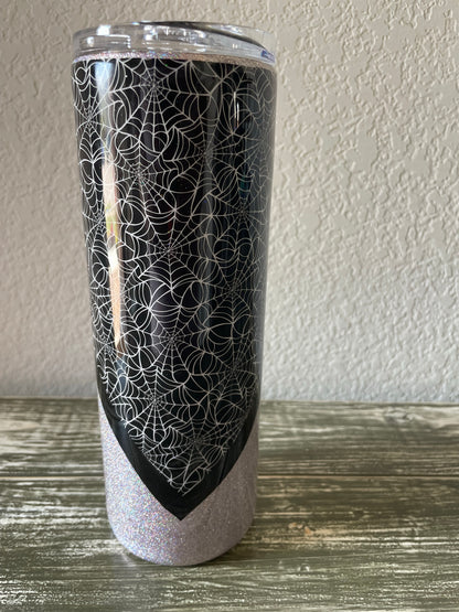 Spider v- split Halloween/fall Tumbler