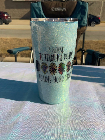 20 oz skinny glitter tumbler